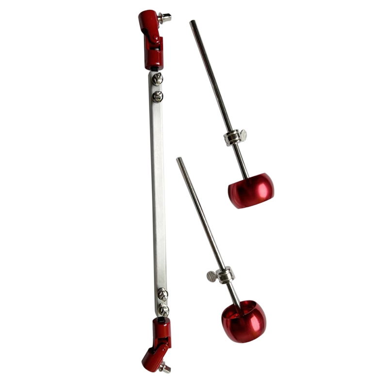 Double Drum Drive Shaft Connecting Bar Bass Drum Pedal Linkage with 2 Drum Hammers for Drum Set
