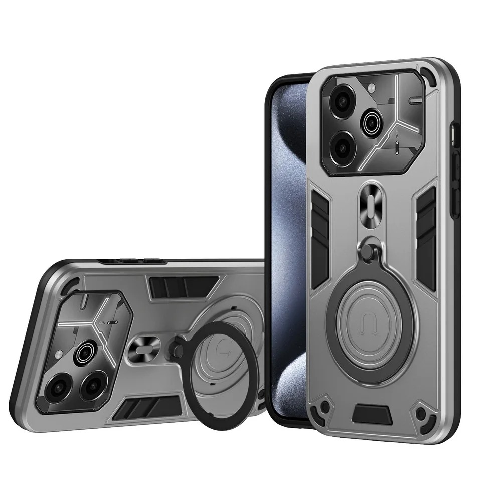 Phone cover For Tecno Pova 6 6Pro case shell Shockproof Armor iron Metal Ring Kickstand Bracket Casing For Tecno Pova 6 Pro Cases Housing.