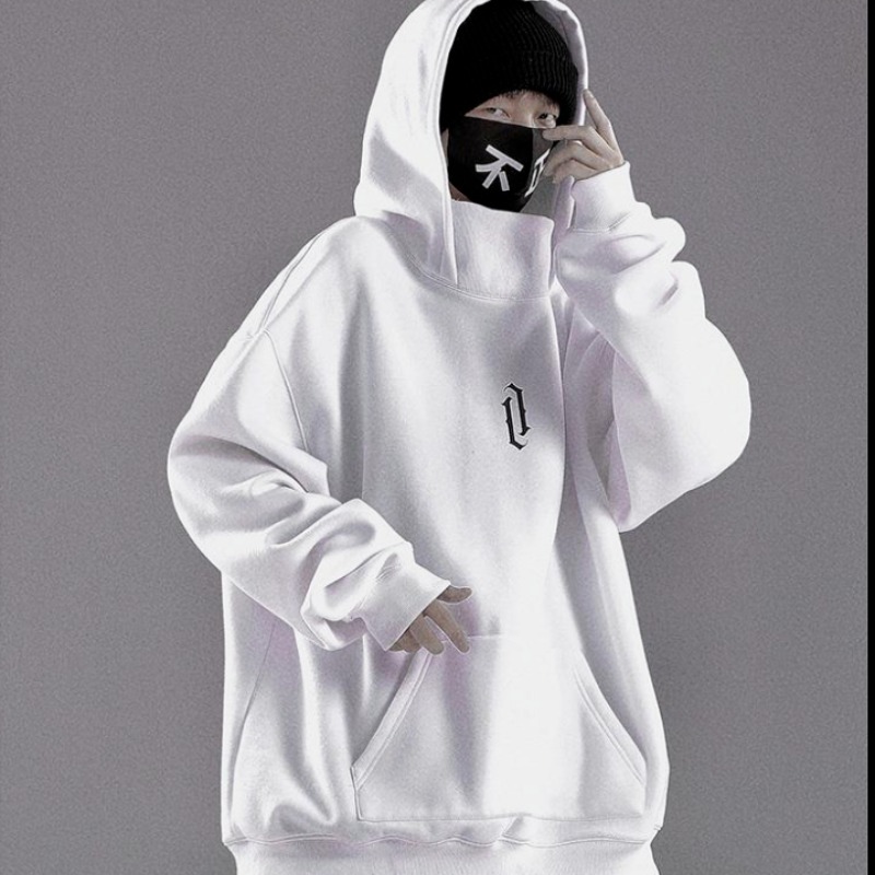 Lansboter Hooded sweatshirt men's turtleneck embroidered coat