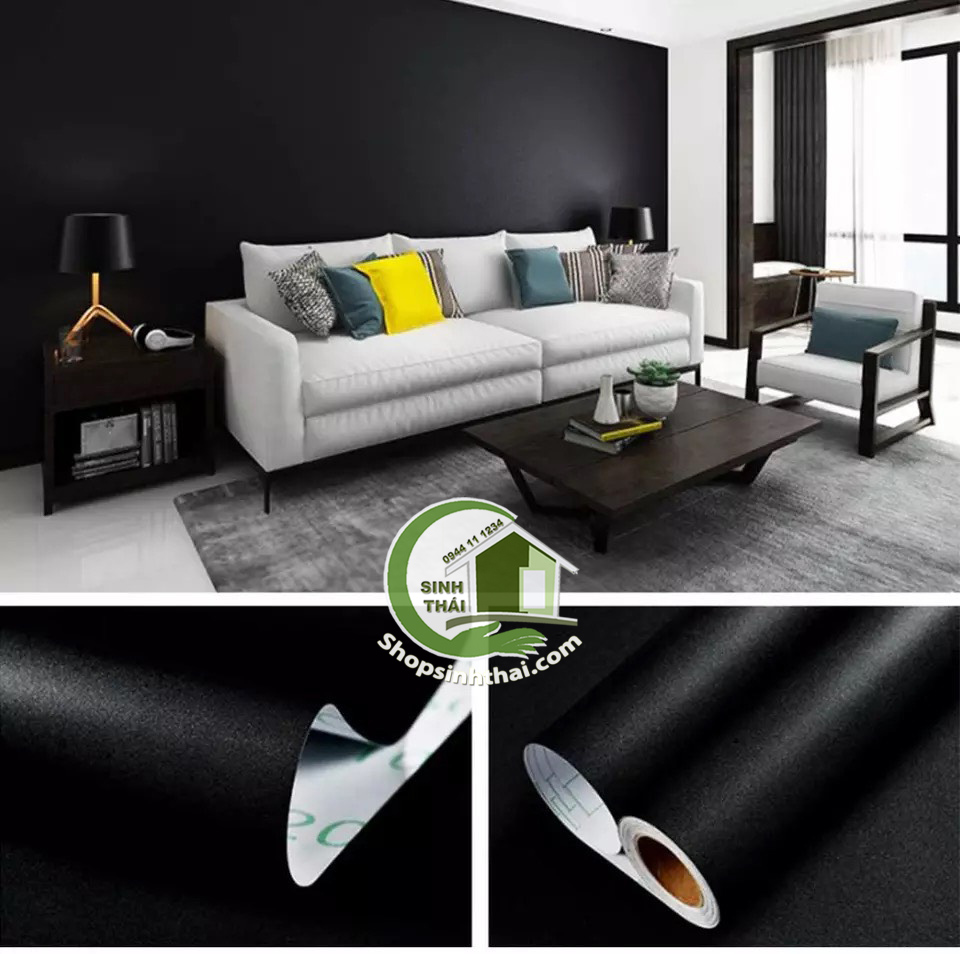 Giấy dán tường màu đen nhám - [ 50cm x khổ 120cm ] - có sẵn keo