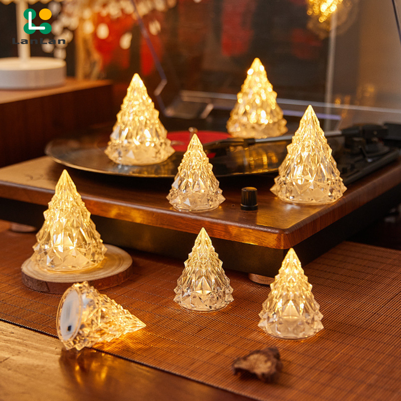 Led Iceberg Ambiance Lights Built-in Button Battery Eye-Protection Crystal Mini Christmas Tree Light