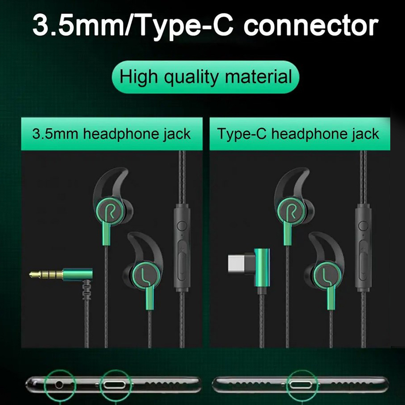 Gaming Earphones 3.5mm/type-c Wired Earphone Stereo Sports Headset With Microphone For Game Music Calls High-quality In-ear. 