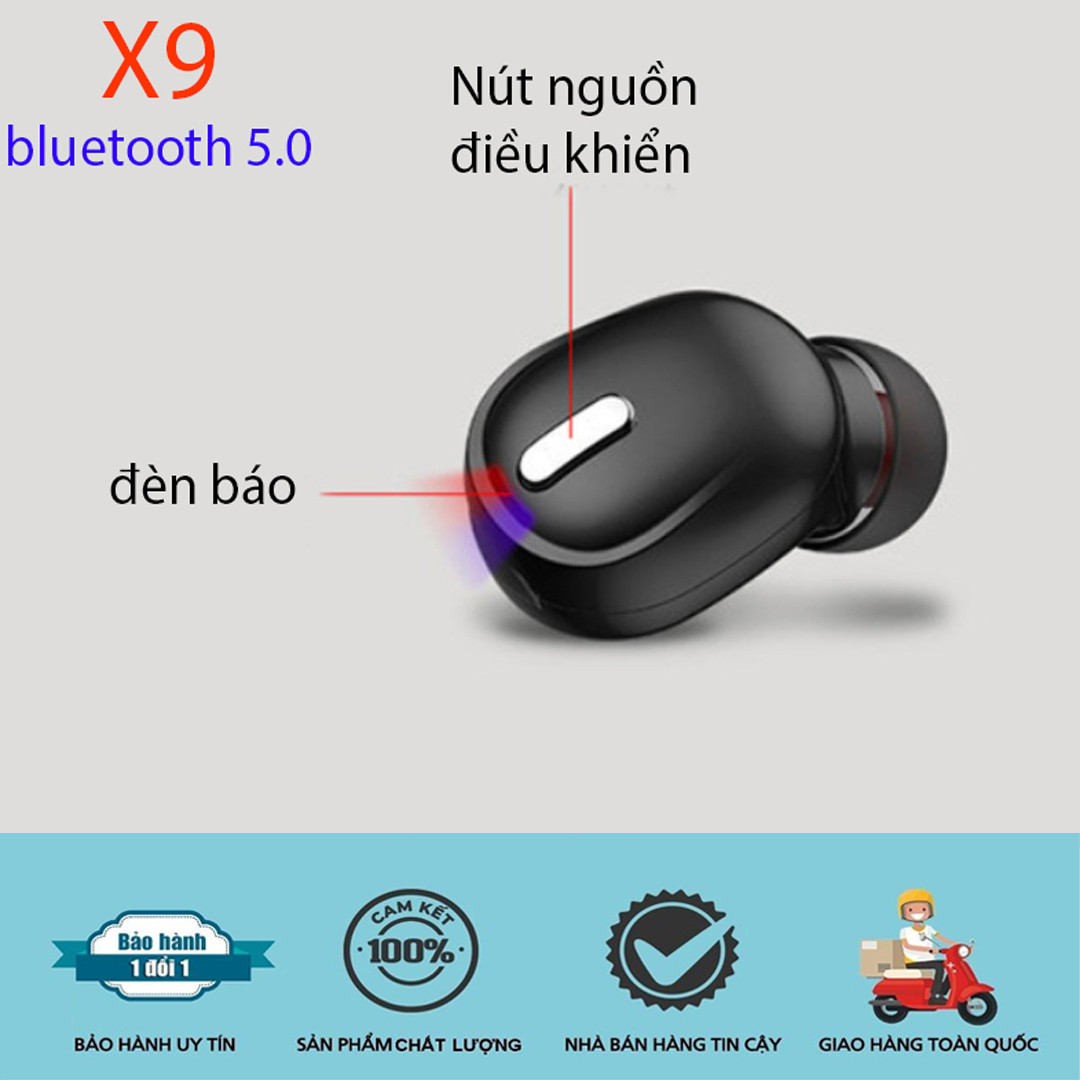 Tai nghe bluetooth 5.0 X9 , Kết nối 2 điện thoại cùng lúc- HÀNG NHẬP KHẨU