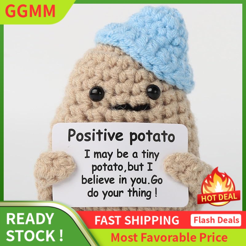 Draupnir Positive Potato, 3 inch Mini Funny Knitted Wool Potato Toy with  Positive Card,Cute Creative Positive Life Doll Potato for Birthday Gift