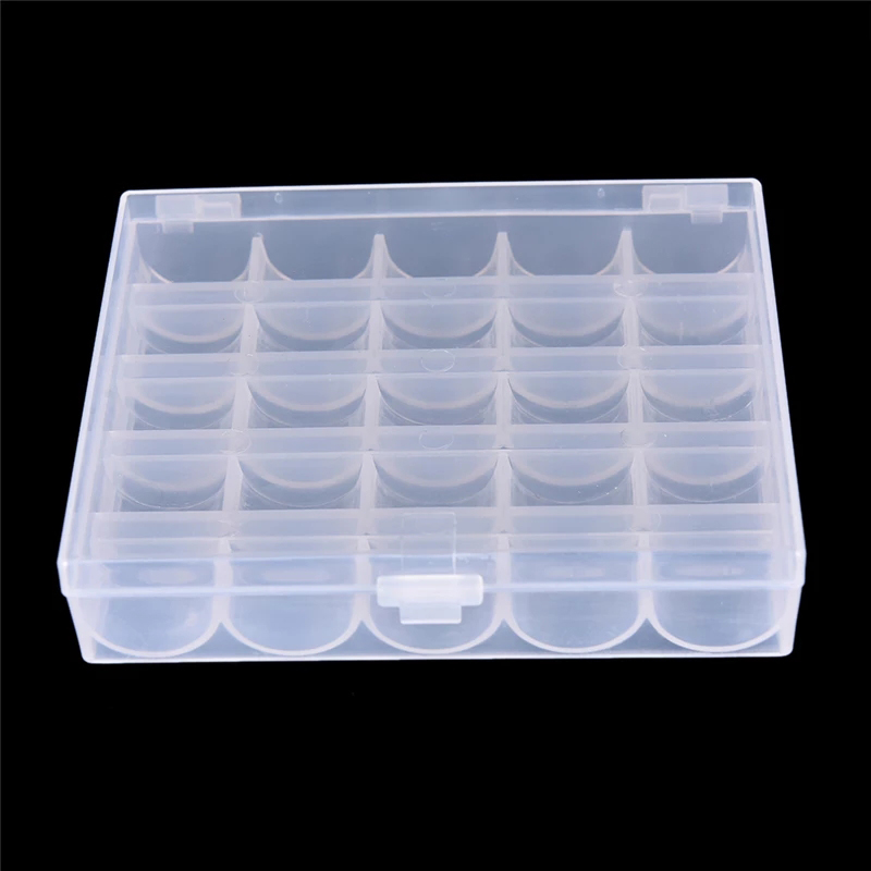 Dragon 25 Spools Empty Bobbins Sewing Machine Bobbin Case Organizer Storage Plastic Box