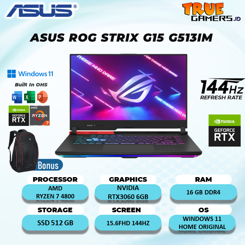 Asus Rog Strix G15 2021 Laptop Gaming ASUS ROG STRIX G15 G513IM
