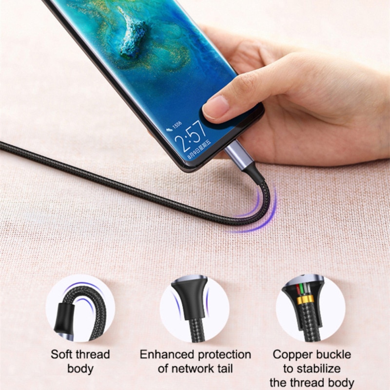 RYRA Type C To Type C Cable PD 100W 5A Data Cord Single Elbow Data Wire Fast Charging Line For Suitable For Huawei Suitable For Samsung 0.5/1/2 M