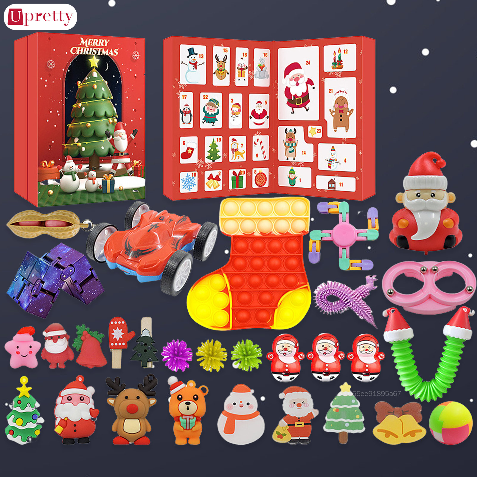 Upretty Christmas Countdown Calendar 24 Days Countdown Cute Ornaments Set for Christmas Tree Fireplace Decoration UT-MY