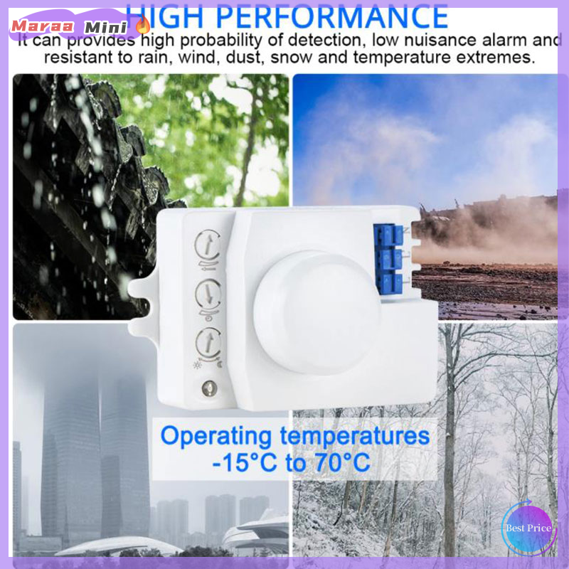 Maraa Microwave Sensor Switch 5.8ghz HF 220V LED 360 Degree Radar Motion Body Sensor