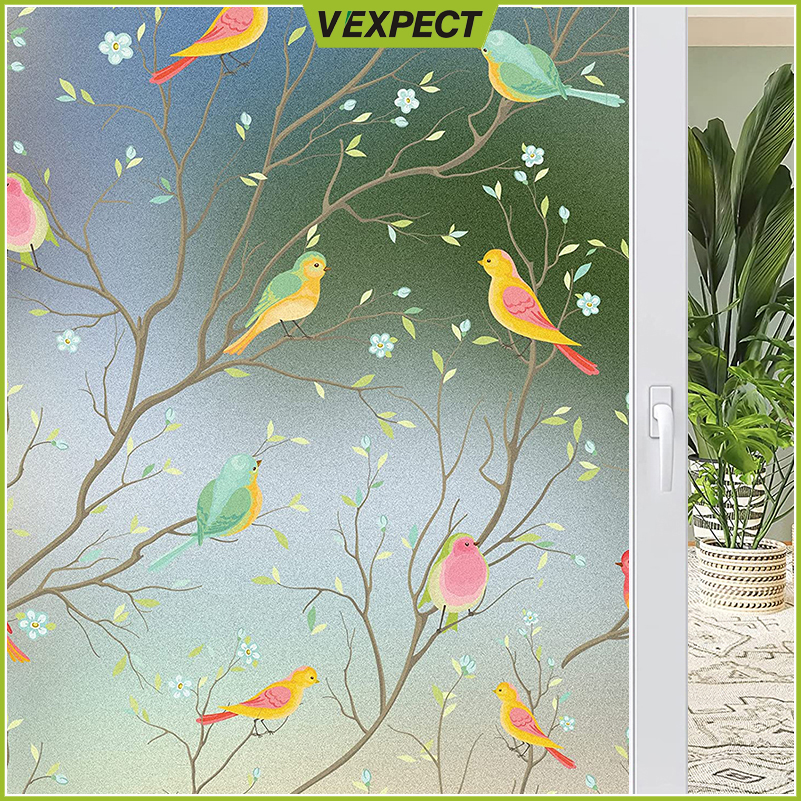 Privacy Window Film Sticker Opaque Non-Adhesive Pure Frosted Bird ...