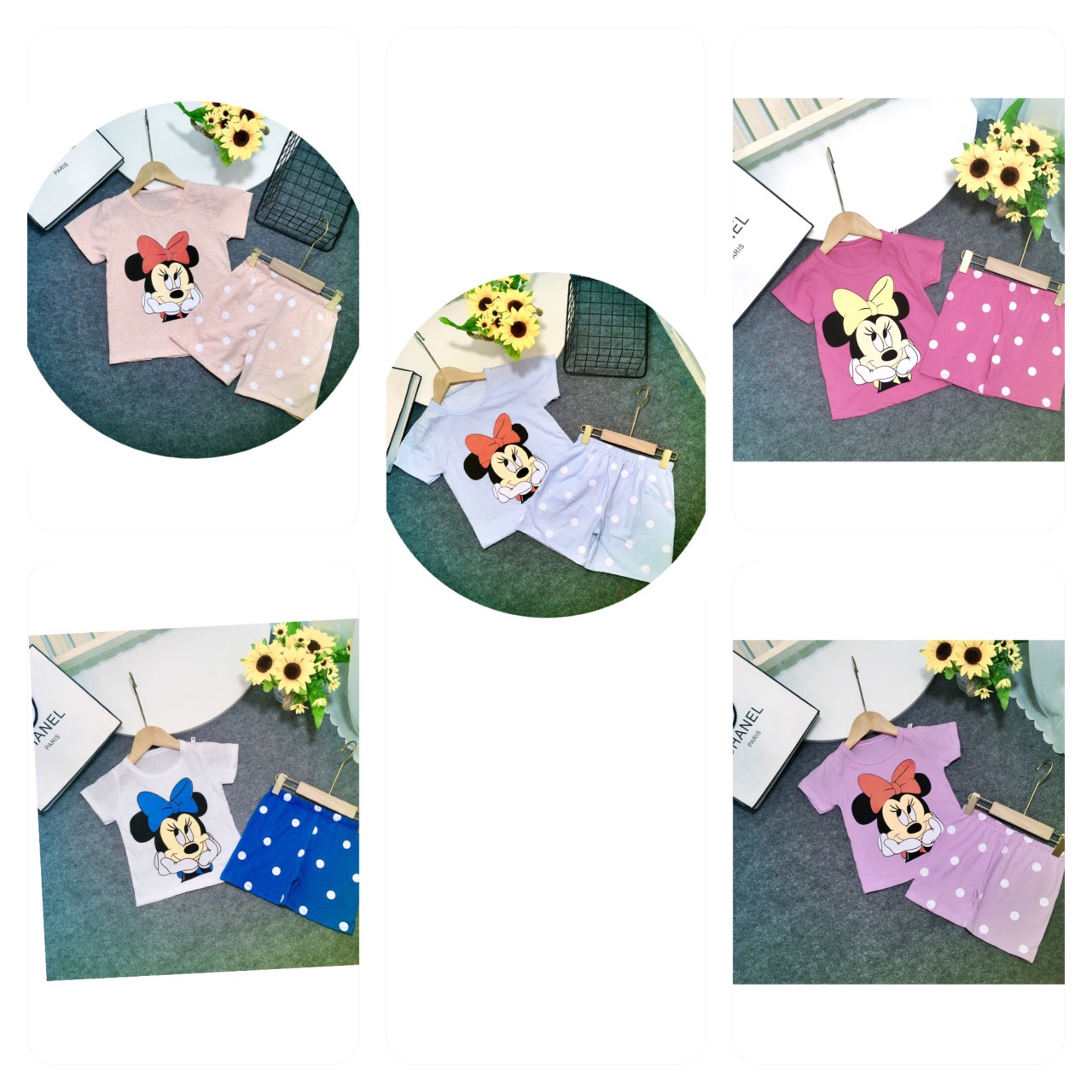 (18-30kg) bộ thun cotton chuột Micky bé gái