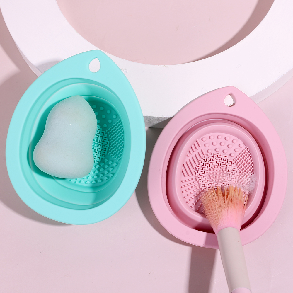 Cọ trang điểm dụng cụ làm sạch giọt nước loại Silicone gấp chậu rửa Cọ đánh phấn mắt rửa đệm mềm