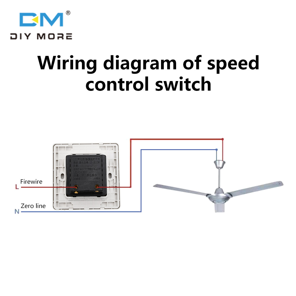 diymore 86 Type Ceiling Fan Adjustment Stepless Speed Controller Wall Switch 220V for 15-300W Dimmer Halloween Christmas Decoration