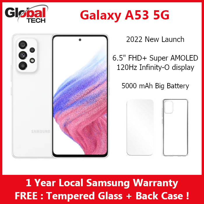 Samsung Galaxy A53 5G 128GB Rom + 8GB Ram or 256GB Rom + 8GB Ram / 1 Year Local Samsung Warranty (FREE : TEMPERED GLASS + BACK CASE)