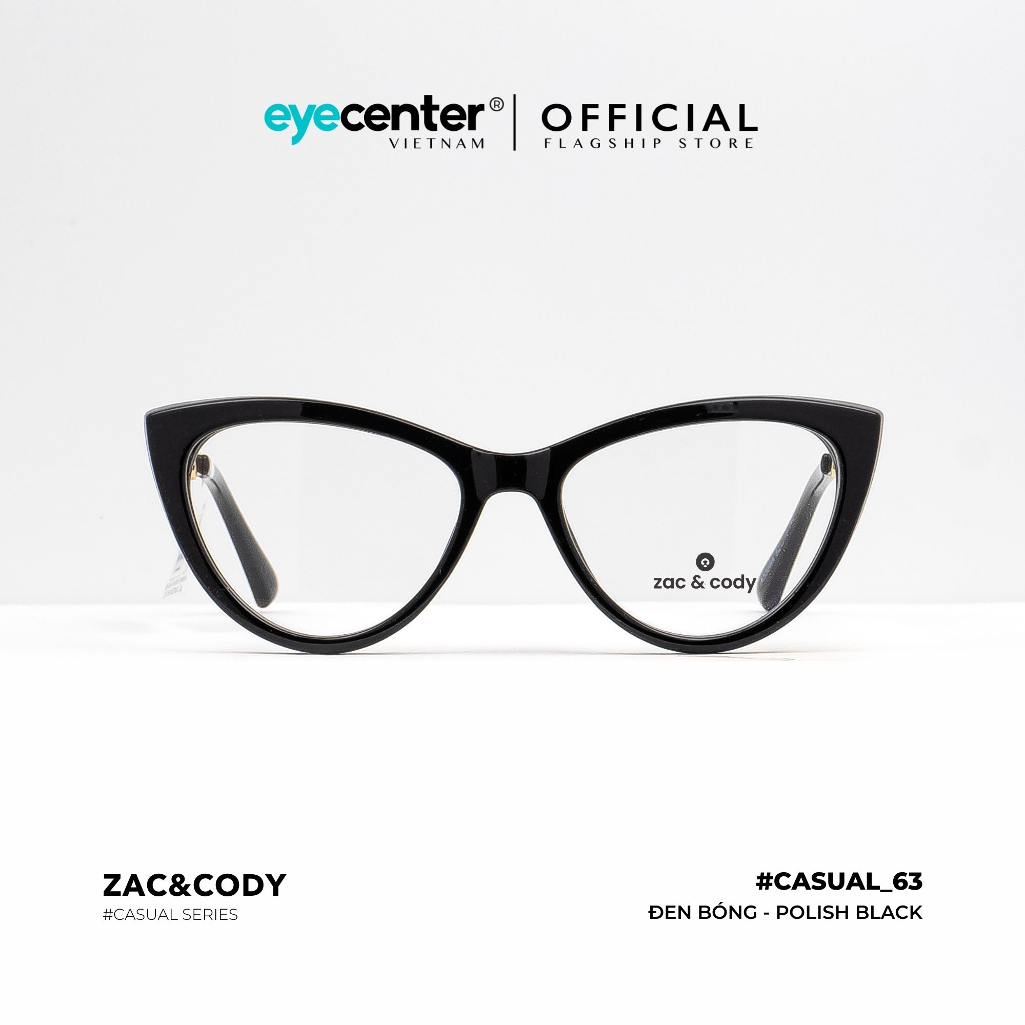 Gọng kính cận nữ mắt mèo chính hãng ZAC & CODY C63 kim loại chống gỉ khung viền nhựa dẻo...