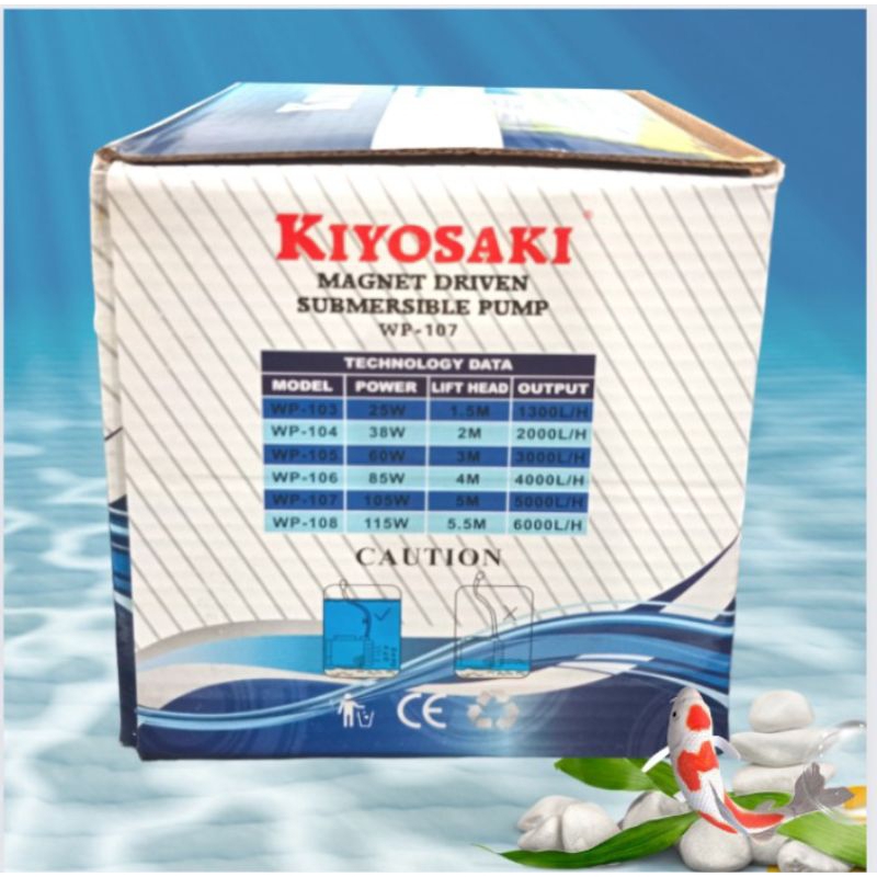 Pompa kolam Koi Air mancur Hidroponik KIYOSAKI WP 107 Submersible Pump
