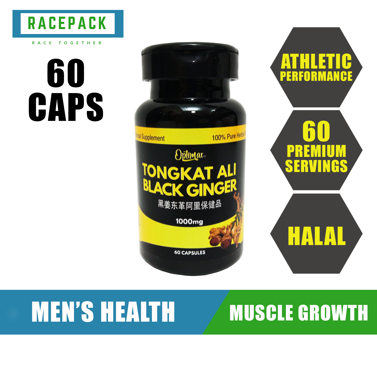 TongKat Ali & black ginger 60 serving, Supports healthy hormone, muscle