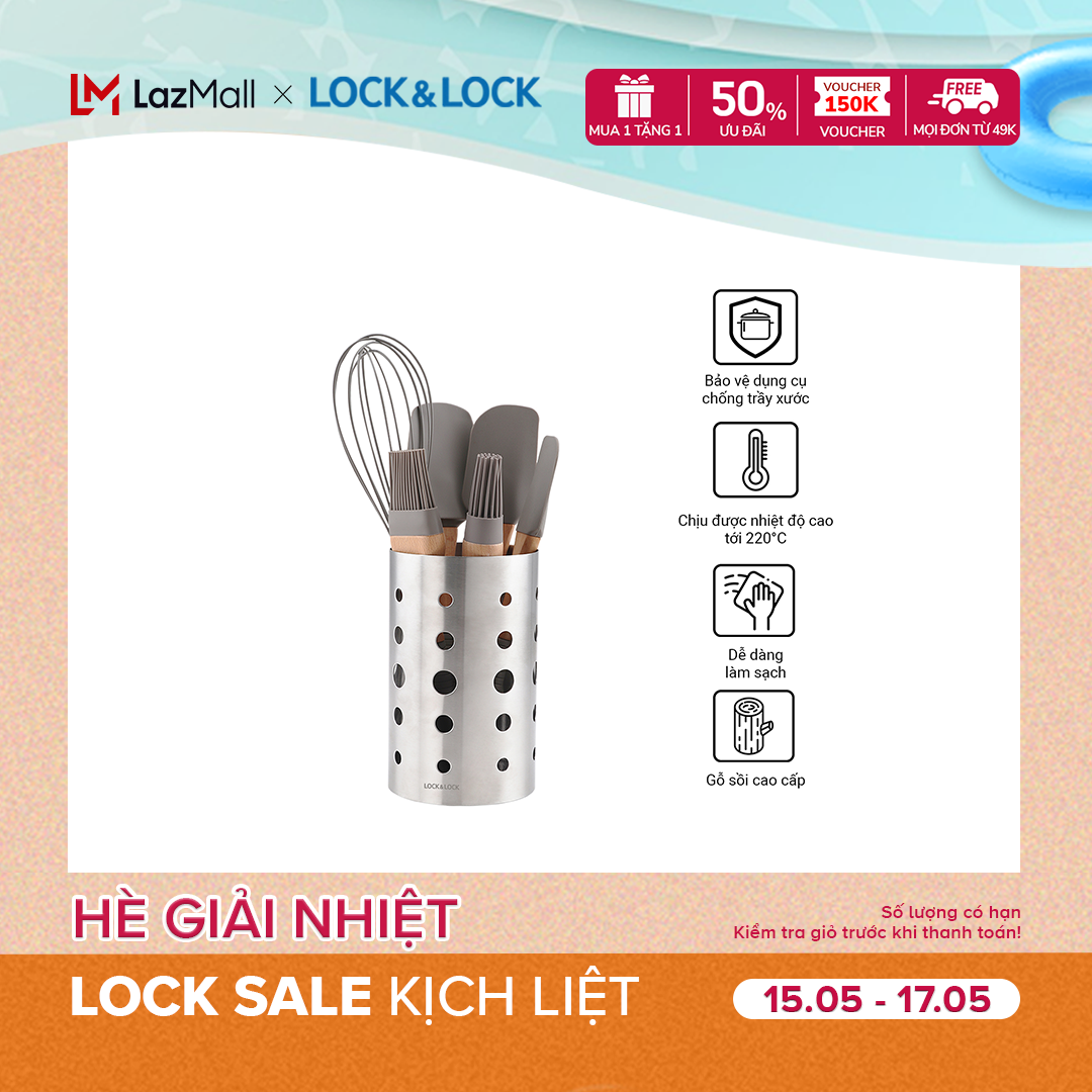 Bộ dụng cụ nhà bếp Lock&Lock 7 món - Silicone - màu xám - CKT226