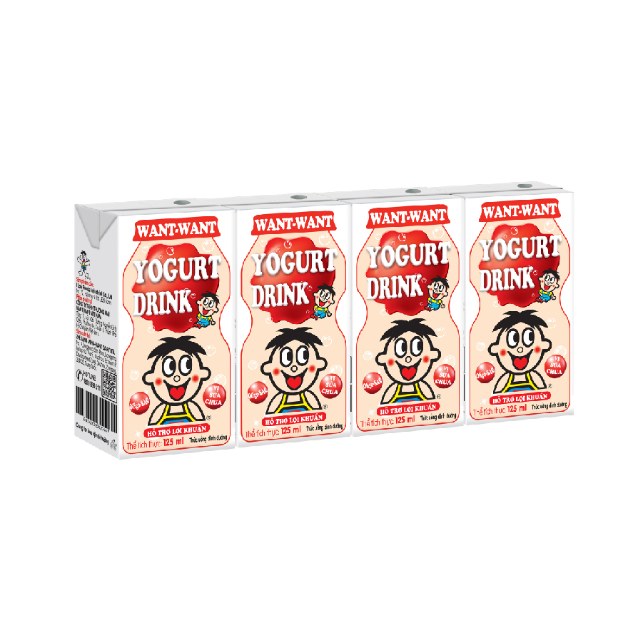 Sữa chua uống Opao 1 lốc 4 hộp 125ml - hỗ trợ lợi khuẩn cho người lớn và trẻ nhỏ- vị dâu, tự nhiên, sữa chua