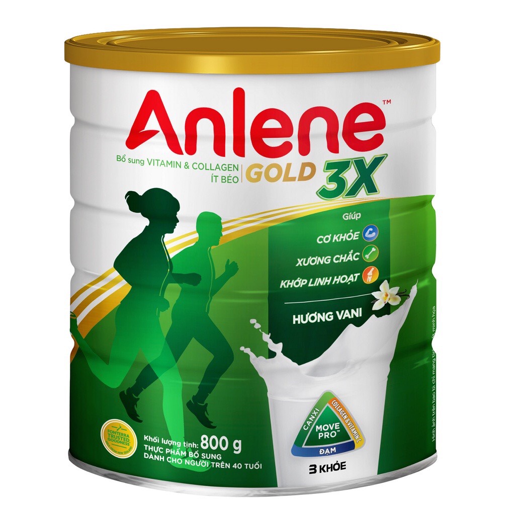 Sữa Bột Anlene Gold Hương Vani Lon 800g 3X (3 Khỏe Cơ, Xương, Khớp - Dành cho người trên 40 tuổi) - HSD luôn mới