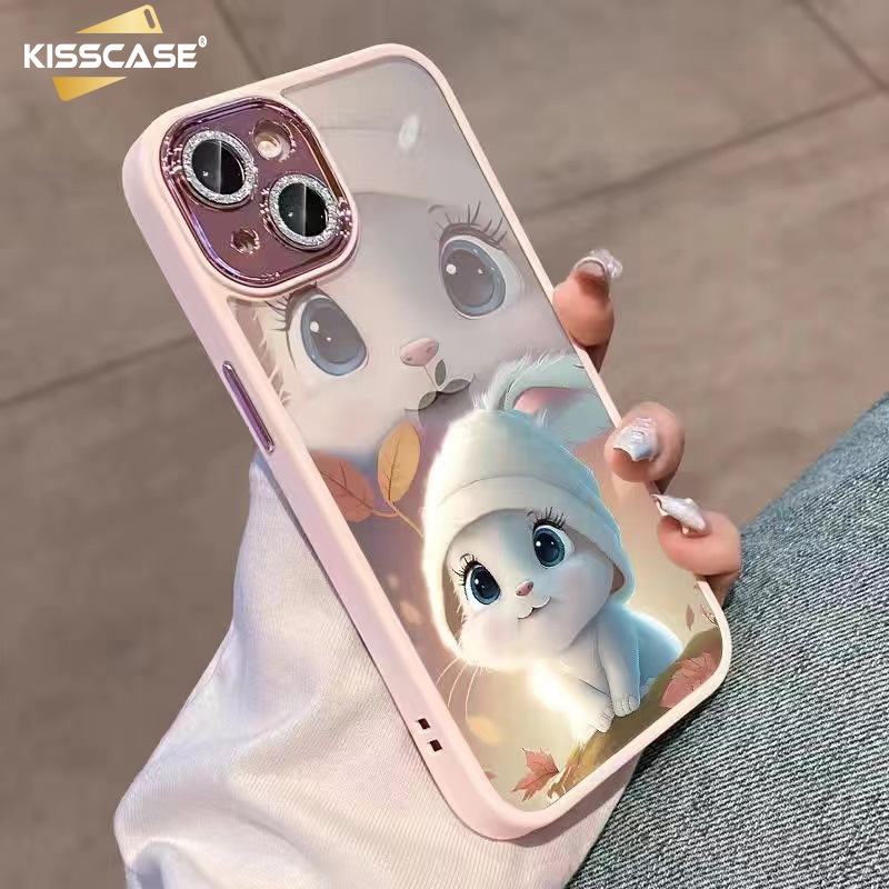 Kisscase transparency glitter phone case suitable for iphone 15 14 13 12 11 pro max 15 plus 14 plus hat rabbit glitter lens transparent shell anti fingerprint shockproof cover phone case for iphone 15 pro max