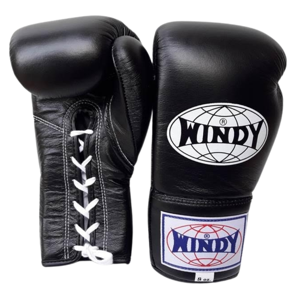 WINDY　ボクシンググローブ 8oz ブラック キックボクシング WINDY ウインディ 本革製キックボクシング グローブ 黒 8オンス 8oz