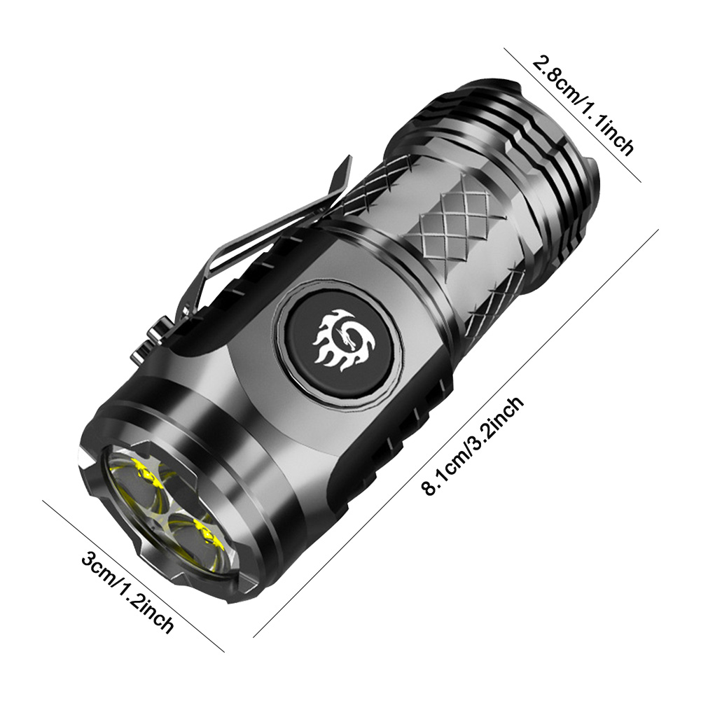 High Power LED Flashlight Torch 20W Compact Powerful Emergency Flashlights Waterproof 18350 Battery for Hiking Exploring