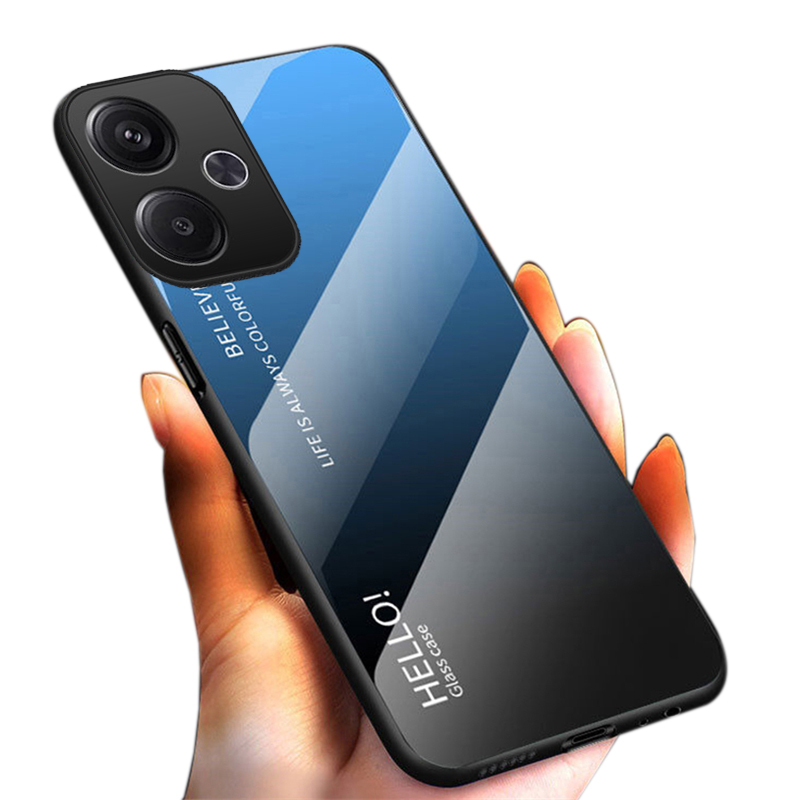 For Xiaomi Poco M6 Case Gradient Mirror Tempered Glass Protector Hard For Xiaomi Poco M6 4G Back Cover Phone Cases