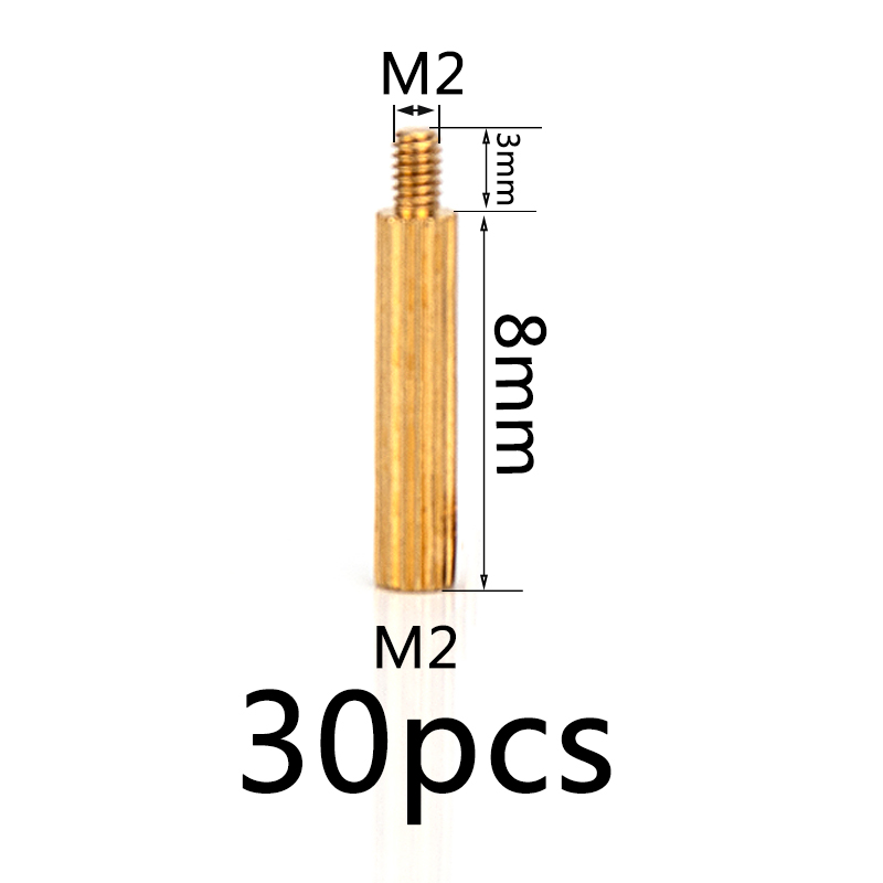 M2 Brass Round Standoff Male-Female Knurled Cylindrical PCB Standoff Spacer Motherboard Column Screw Bolts Length 3mm Millimeters-40mm Millimeters