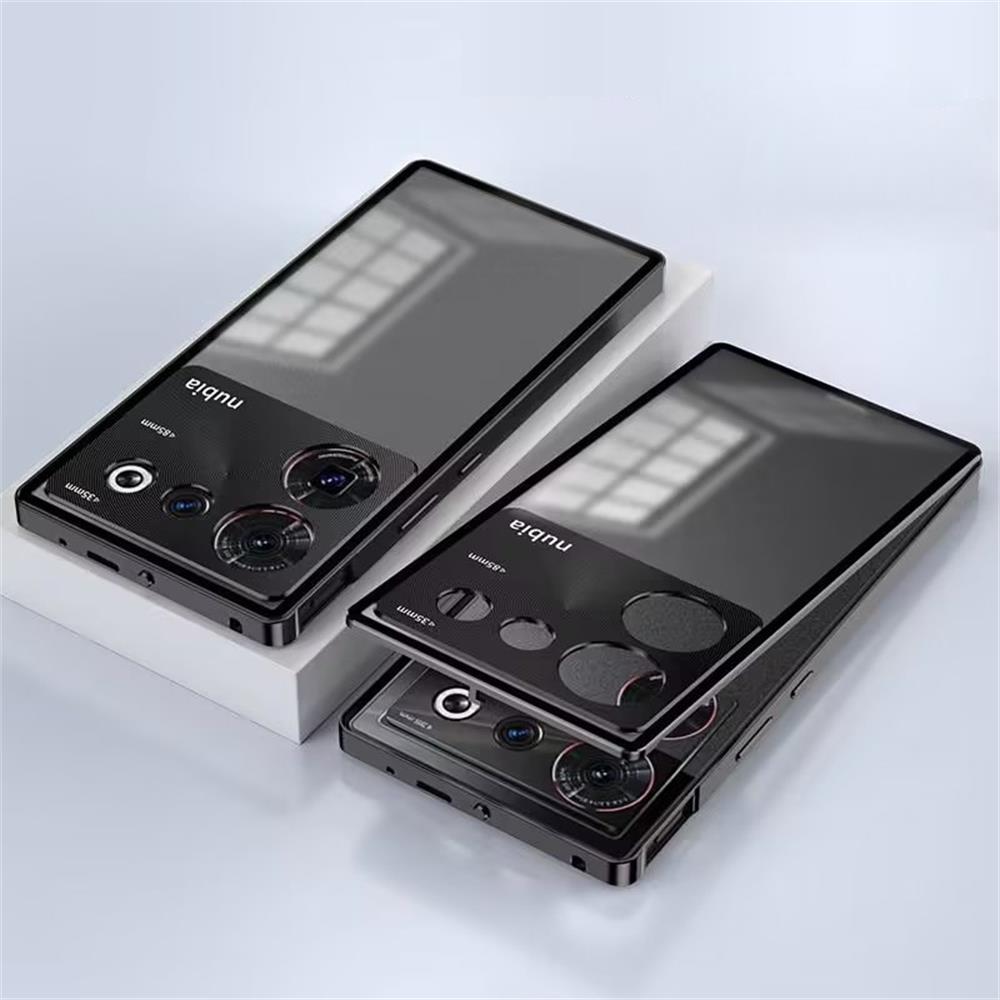 Tanpaile- Luxury Ultra-Thin Aluminum Alloy Metal Bumper Case for Nubia Z60 Ultra Frosted Backboard Frame Lock Phone Back Cover Funda Tempered Glass Casing