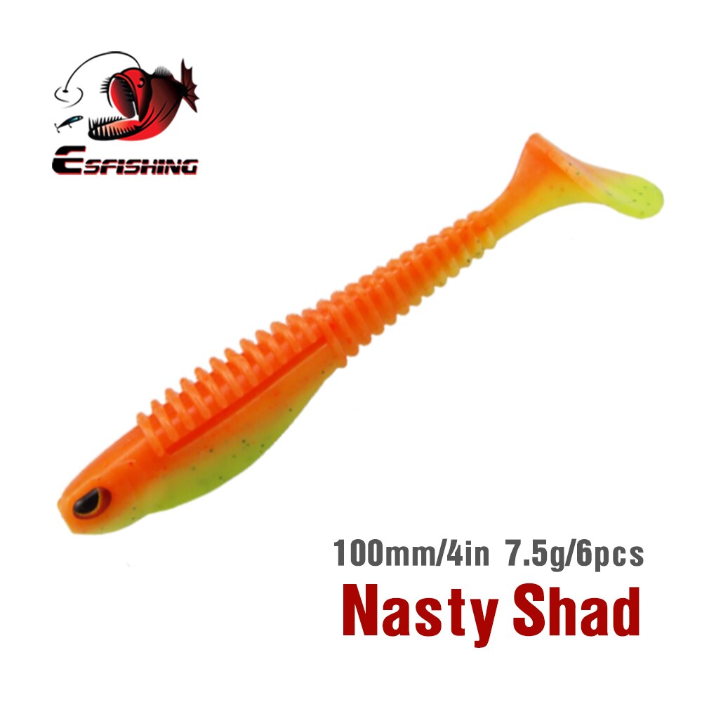 ESFISHING Nasty Shad 100mm Binoic Eyes Bass Fishing Swimbait Hot Sale Pesca Artificial  Silicone Soft Fishing Tackle Lure BaitFDCV