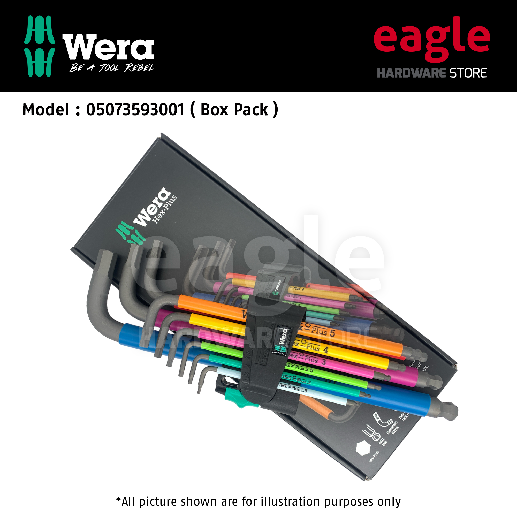 Wera 05022089001 950 9 Hex Plus Multicolor 1 L Key Set Black Laser Metric Lazada