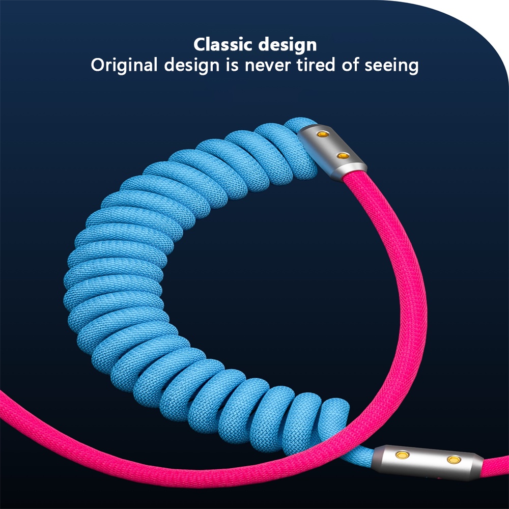 【Inventory ready 】♥ Free shipping+COD ♥Spring data cable 1.8M charging cable 120PD fast charging spring pull USB cable suitable for Android Apple