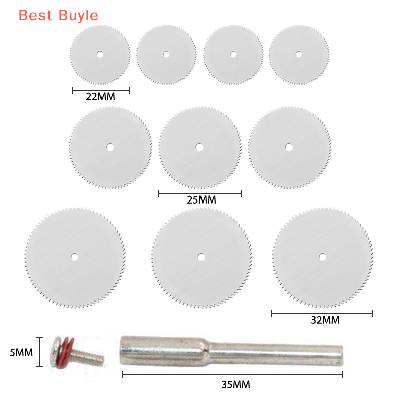 11PCS Kit Mini Circular Saw Blade Electric Grinding Cut Cutoff Mandrel Set