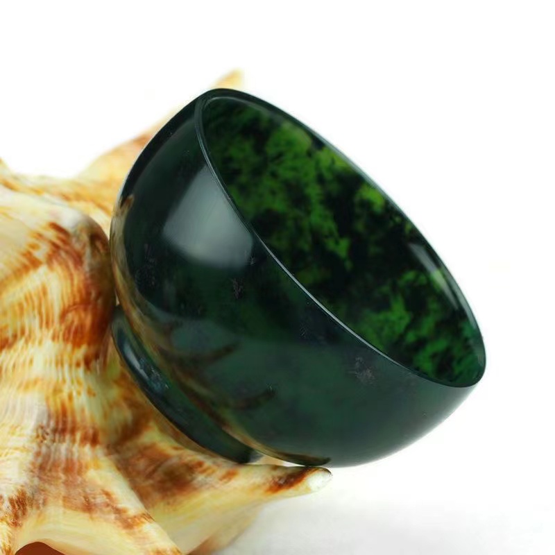 Natural Dark green jade teacup kungfu tea set small tea cup Serpentine Jade tea cup