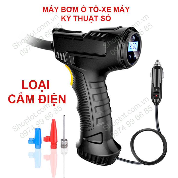 Máy bơm lốp ô tô đa năng thông minh màn hình kỹ thuật số CZK3665, loại cắm điện hoặc dùng pin sạc tùy chọn