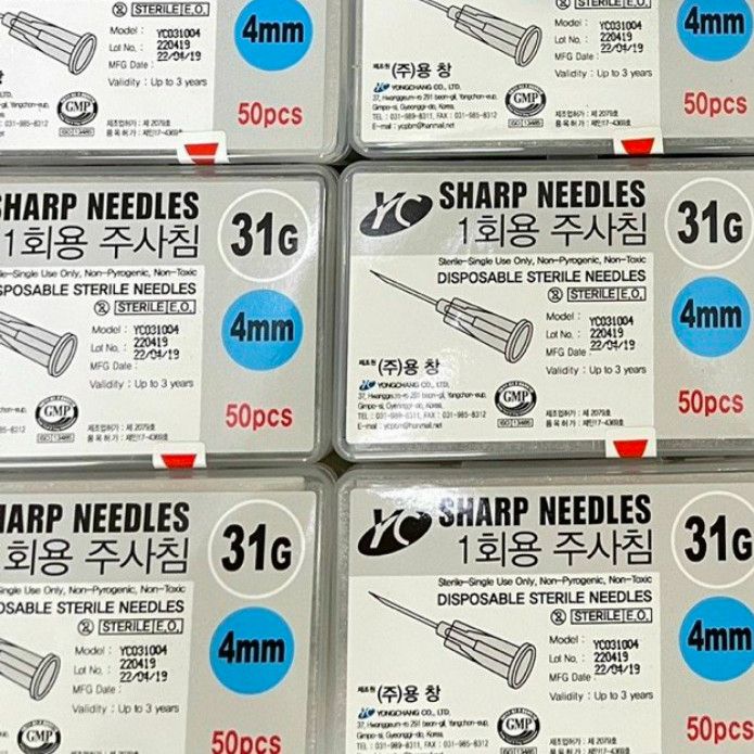 Sharp Mesotherapy Needles - 50 Đầu kim tiêm meso 27G 30G 31G 32G 33G 34G đủ size 4mm 6mm 8mm 13mm Hàn Quốc tiêm prp căng bó