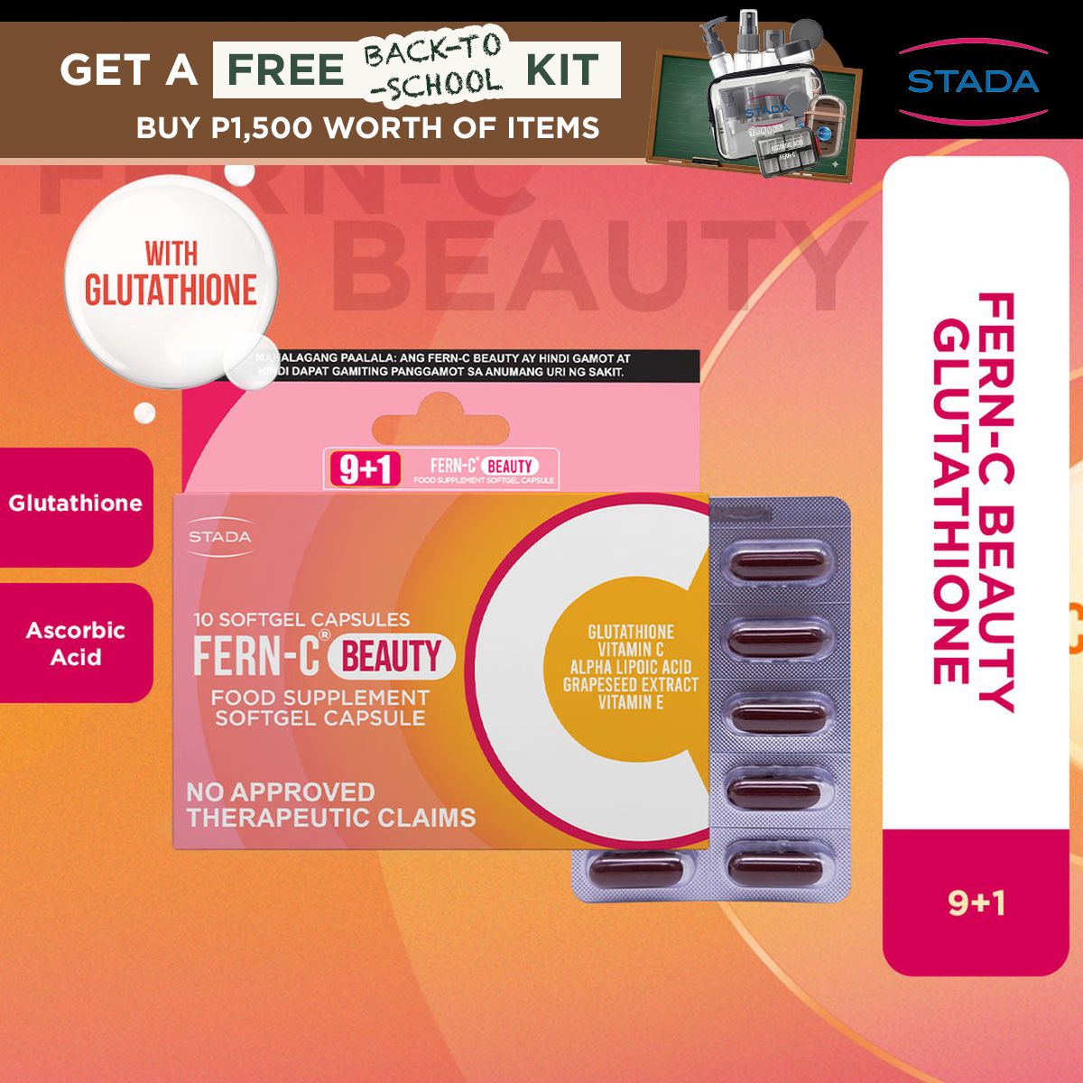 fern-c beauty glutathione Infused with Glutathione, Grapeseed Extract, Alpha Lipoic Acid, and Vitamin E, our formula harnesses the power of Fern C Vitamin Ca trusted brand with over 20 years of proven Fern-C Beauty Glutathione 9+1 Capsules
