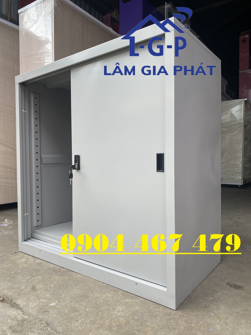 Tủ hồ sơ văn phòng sắt 2 cánh cửa lùa nhỏ mới 100%