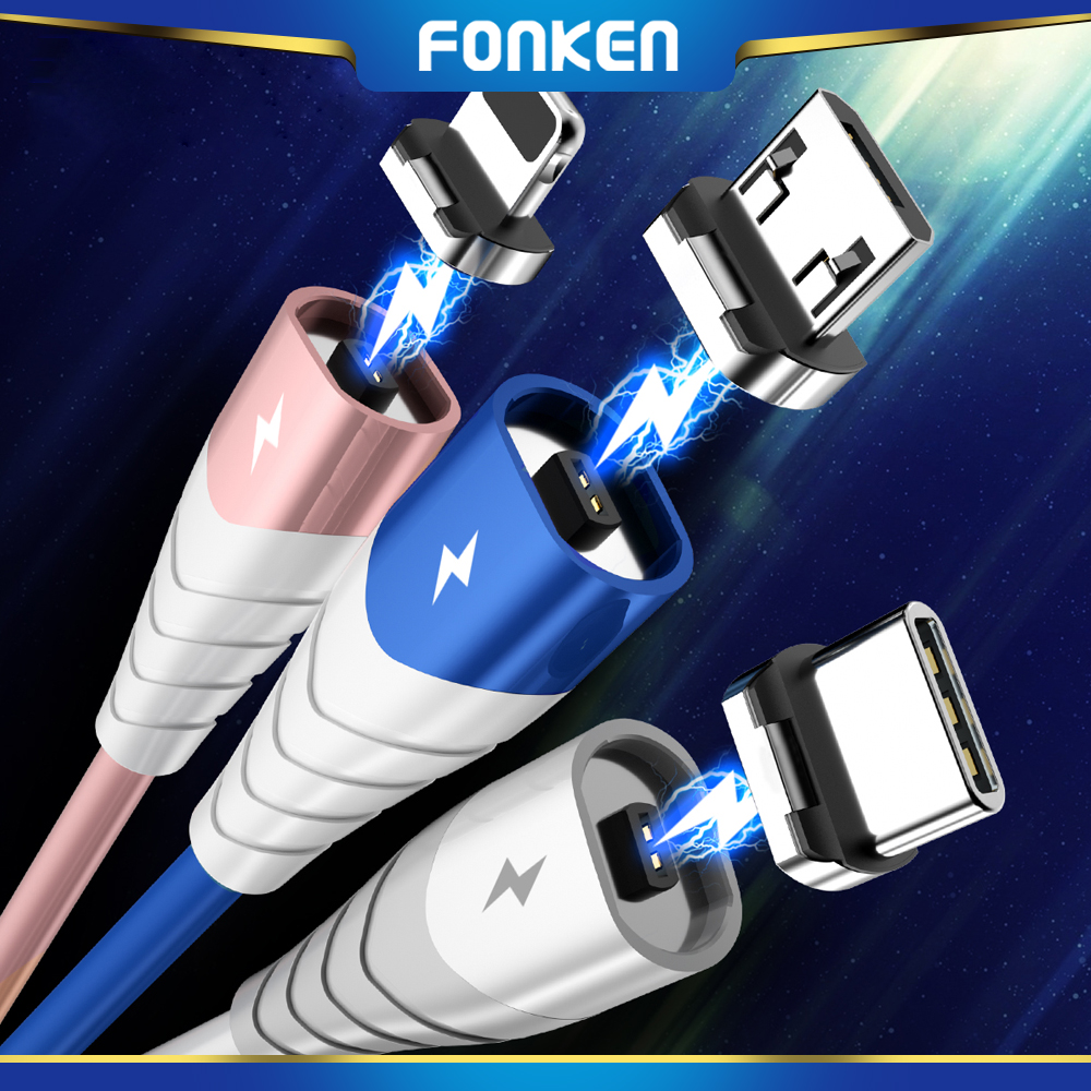 Fonken 2pin USB từ cáp sạc micro loại USB C IOS nam châm Cáp sạc 2.4A sạc cáp