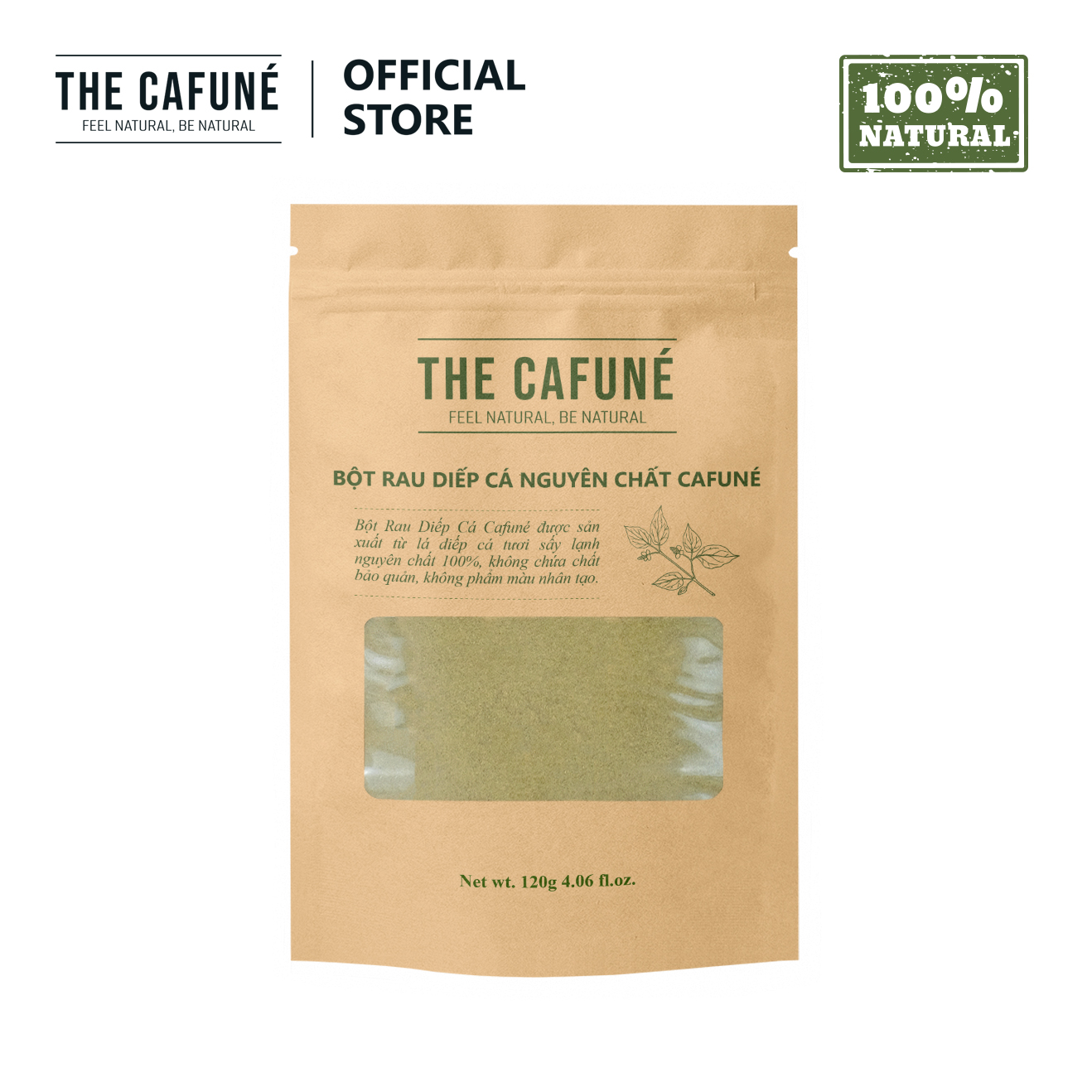 Bột diếp cá sấy lạnh Cafuné - hữu cơ nguyên chất 100% (120 Gram)