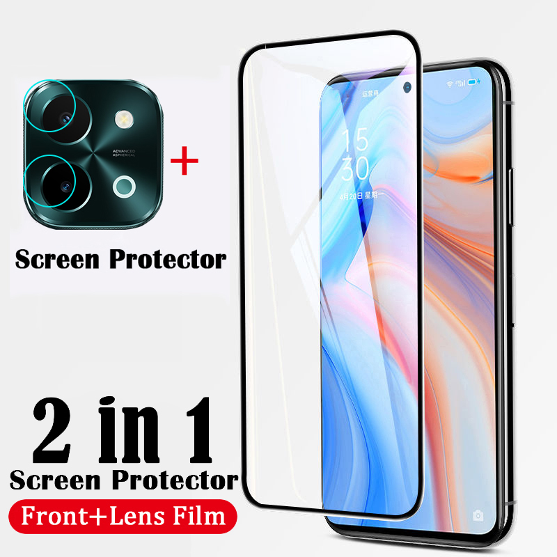 2 Pcs Vivo Y28 Screen Protector Tempered Glass Film + Lens Camera Protector Film for vivo Y28 4G