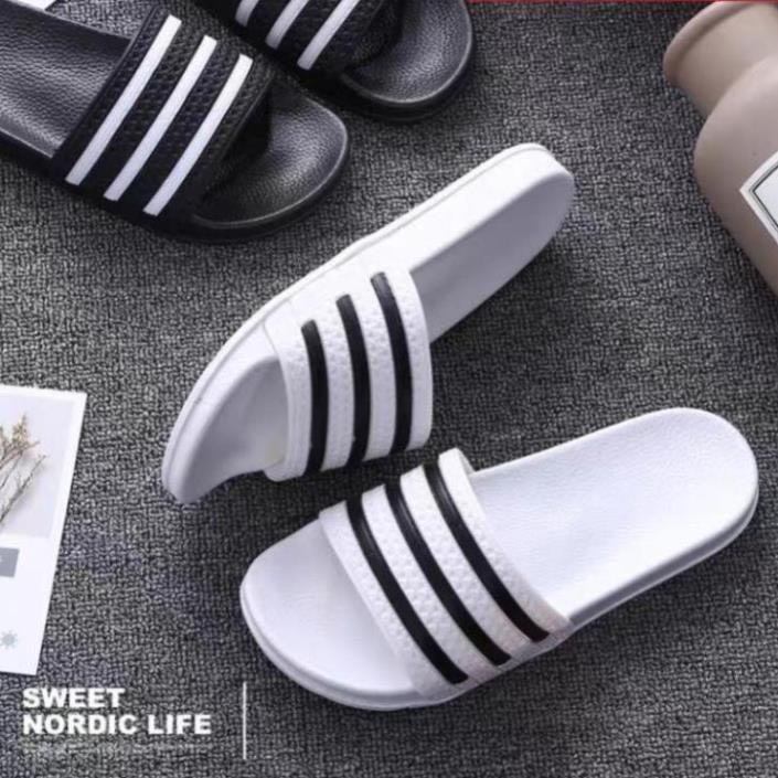 Dép quai ngang Unisex sọc đen trắng Bioren Catha siêu nhẹ siêu êm - DL044