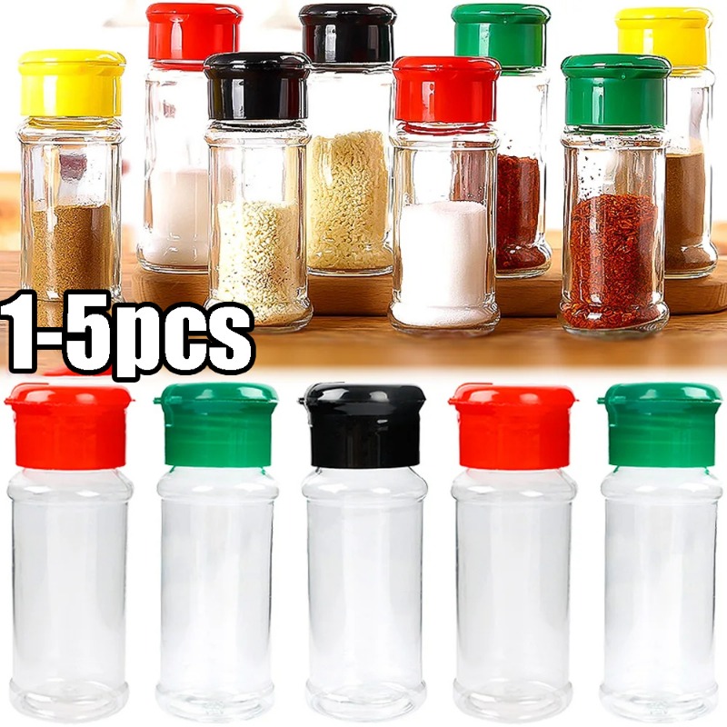 1-5pcs Plastic Spice Jars, Plastic Bottle Containers, Pepper