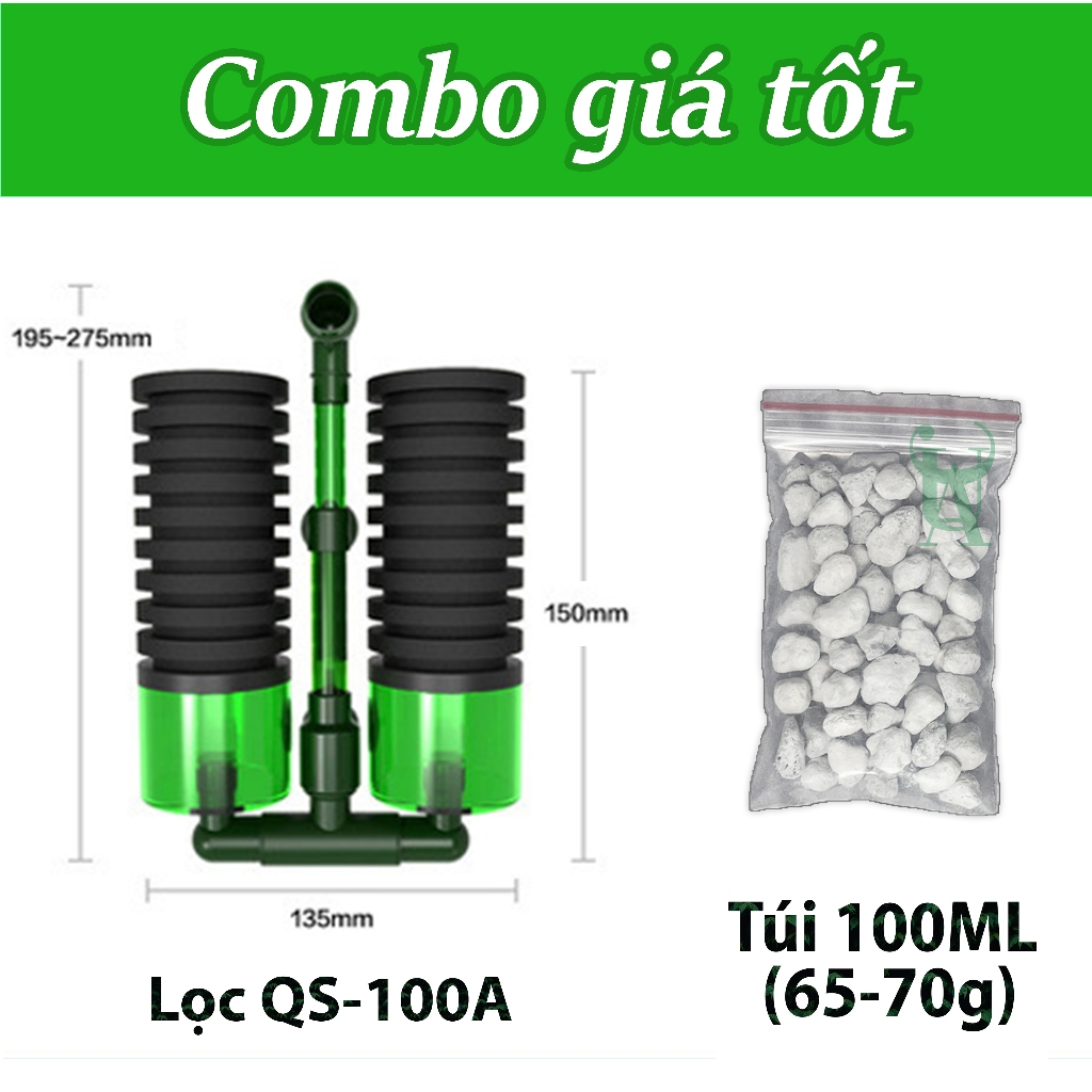 Lọc bio vi sinh qs-200a , qs-100a cho bể cá tép - lọc sủi airlift hồ thủy sinh qanvee