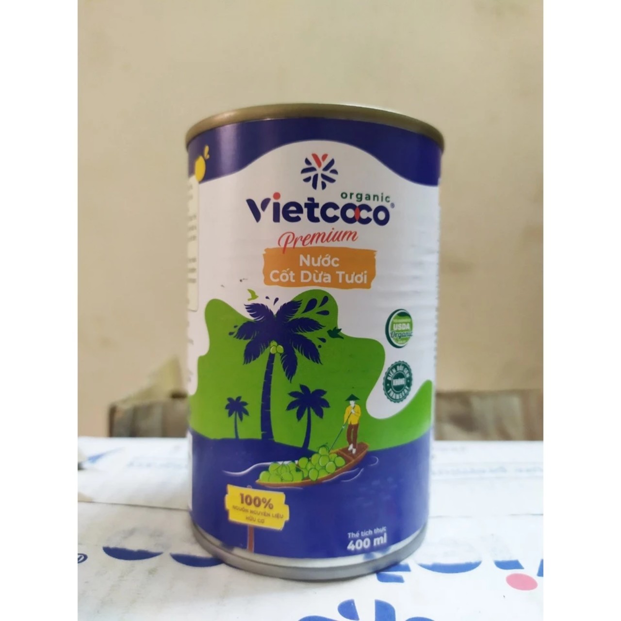 Nước cốt dừa tươi ORGANIC Vietcoco đóng lon dung tích 400 ml