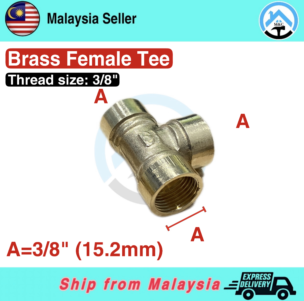 Brass Fitting Female Tee Thread 1/8",1/4",3/8",1/2",3/4",1" Brass Tee