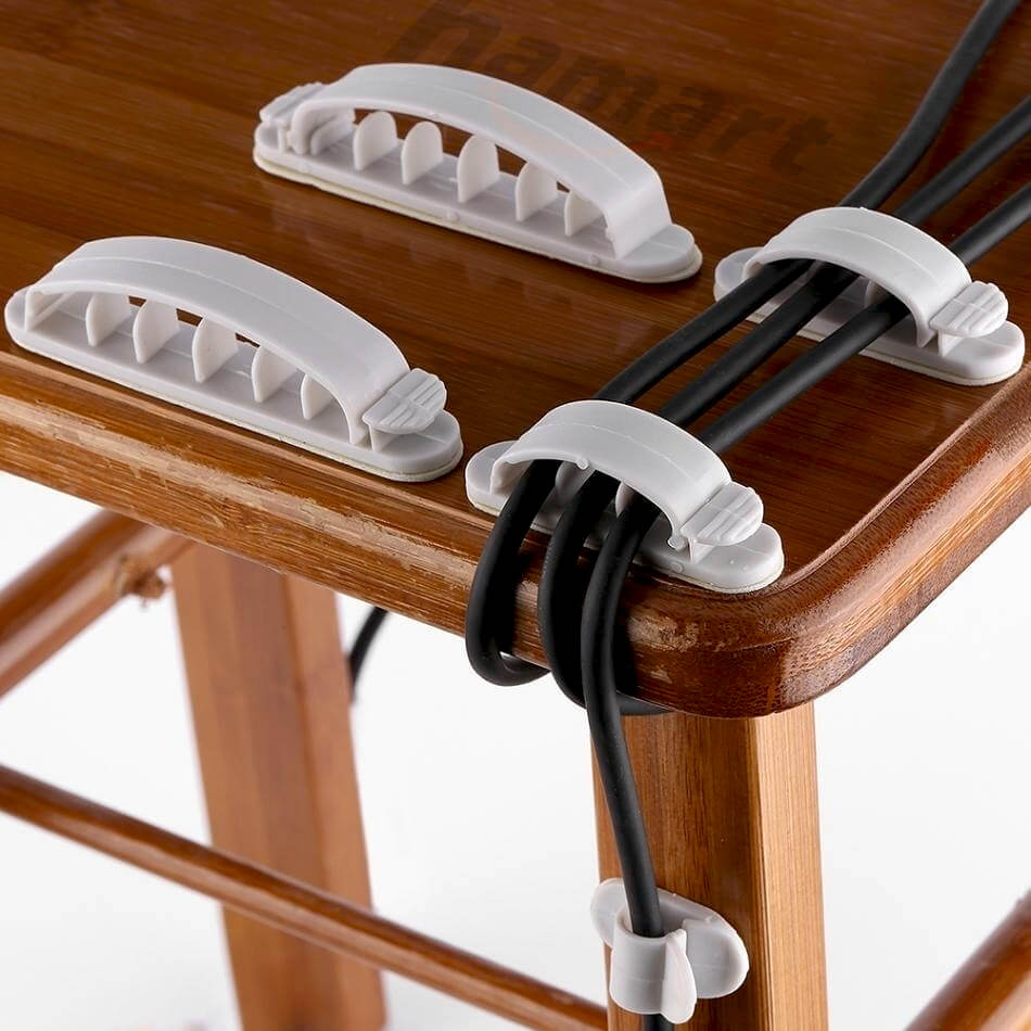 Vỉ 10 Móc Treo Dây Điện Có Chốt Hamart Kẹp Dây Điện Dán Tường Siêu Dính Sắp Xếp Không Gian Tiện Lợi