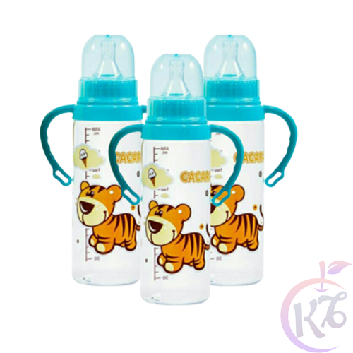 Bộ 3 bình sữa nhựa cổ thường 250ml có tay cầm Cacara - bình sữa cổ hẹp an toàn cho bé