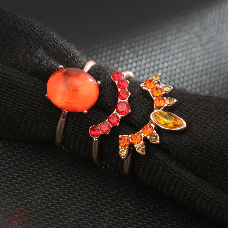 Simple Fashion Popular Red Gem 3-piece Set suit Australian Gem Crown Ring suit Women. 